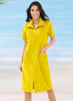 Frottier-Kleid mit durchgehendem Rei&szlig;verschluss GELB
