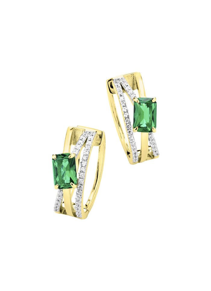 Vergoldete Klappcreolen mit Zirkonia 