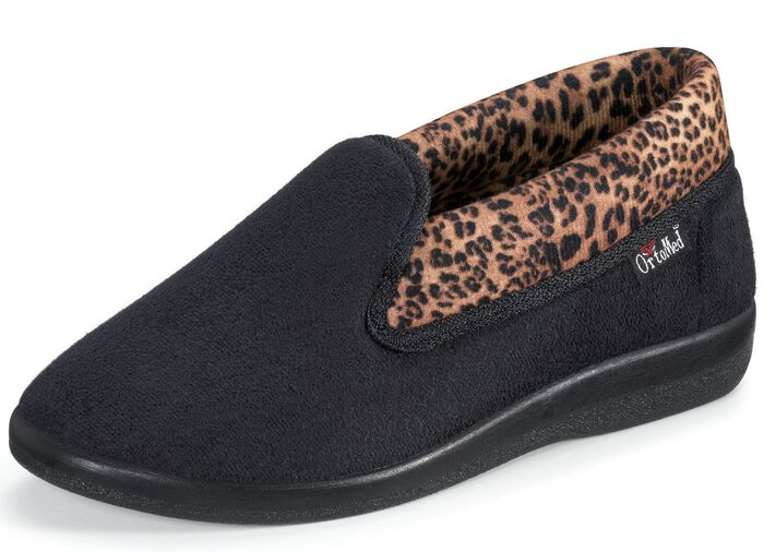 Hausschuh mit anatomisch geformten Fu&szlig;bett SCHWARZ-BRAUN