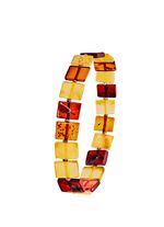 Tolles Armband mit echten bunten Bernstein-Quadraten 