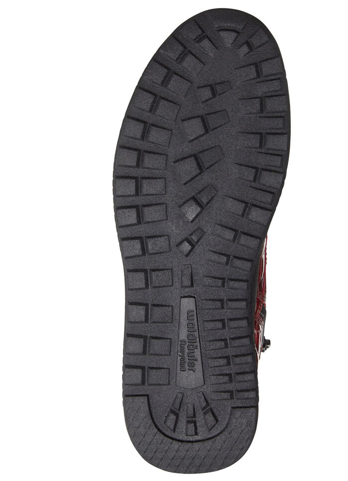 Waldläufer Schnür-Stiefelette aus edlem, krokogeprägtem Lackleder ROT
