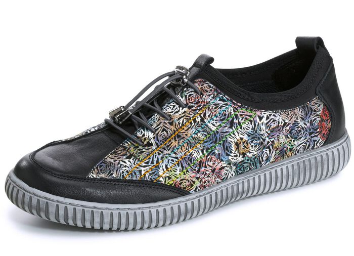 Gemini Sneaker aus teilweise floral bedrucktem Rindleder SCHWARZ-BUNT