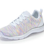 Sneaker in luftigem und effekvollem Dessin WEISS-BUNT