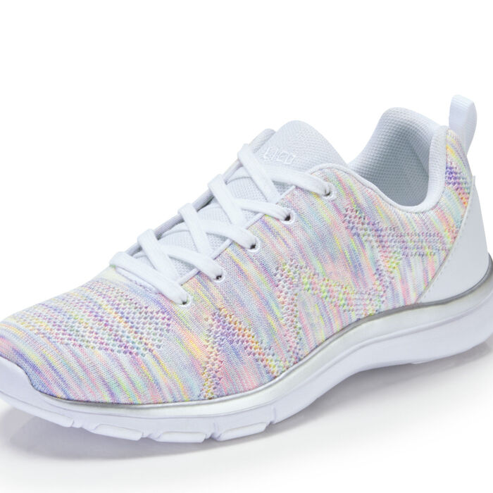 Sneaker in luftigem und effekvollem Dessin WEISS-BUNT
