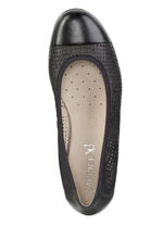 Caprice, sommerliche Damen-Ballerinas, Weite G, mit Gummizug SCHWARZ