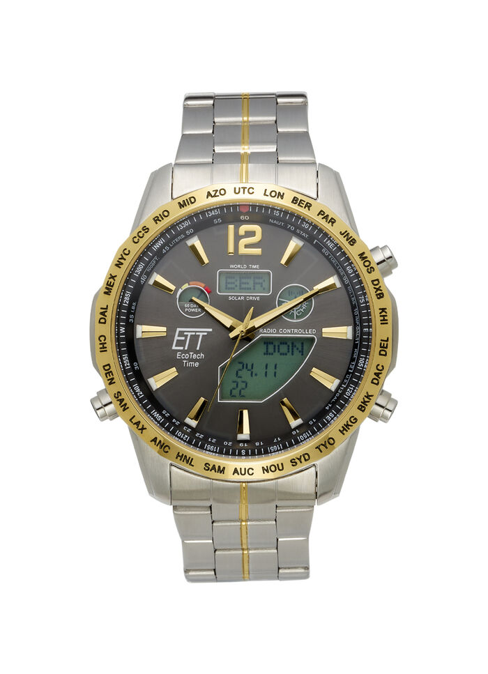 Funk-Solar-Herrenuhr mit Edelstahlbandgeh&auml;use 