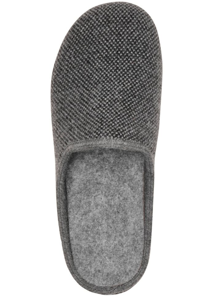 Pantoffel aus dezent gemustertem Textilmaterial 