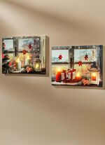 Batteriebetriebene LED-Bilder, 2er-Set, auf Leinwand 