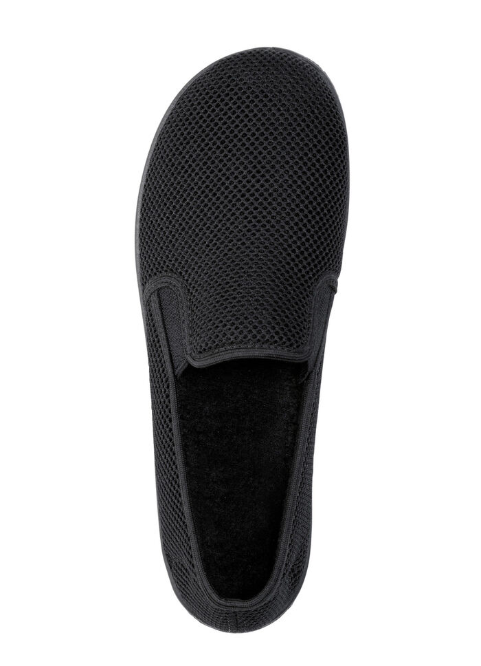 Hausschuh aus luftigem, elastischem Textilmaterial SCHWARZ