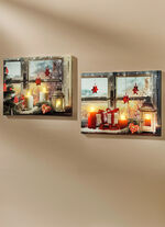 Batteriebetriebene LED-Bilder, 2er-Set, auf Leinwand