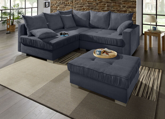 Ansprechende Polsterecke mit Hocker ANTHRAZIT