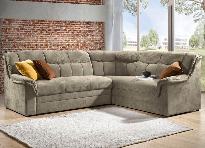 Frei im Raum aufstellbare Polsterecke mit Bettfunktion BEIGE