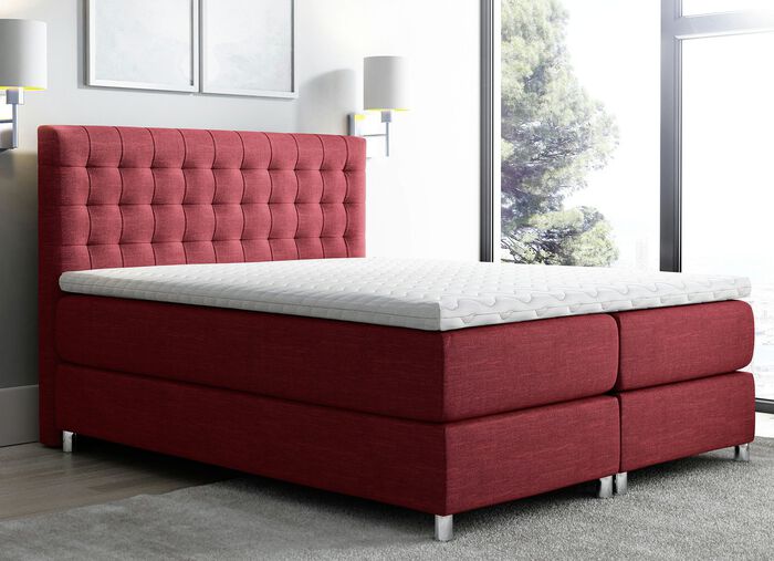 Boxspringbett mit Topper ROT