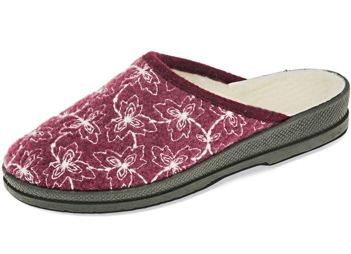 Textil-Pantoffel mit schöner Stickerei BORDEAUX