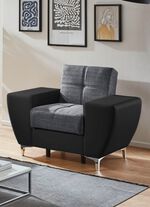 Frei im Raum aufstellbare Polsterm&ouml;bel mit Bettkasten und Liegefunktion ANTHRAZIT-SCHWARZ