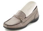 ELENA EDEN, bequeme Damen-Slipper, Weite H, mit herausnehmbarem Fußbett TAUPE