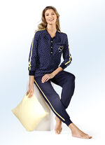 Schlafanzug mit Knopfleiste und Bündchen 