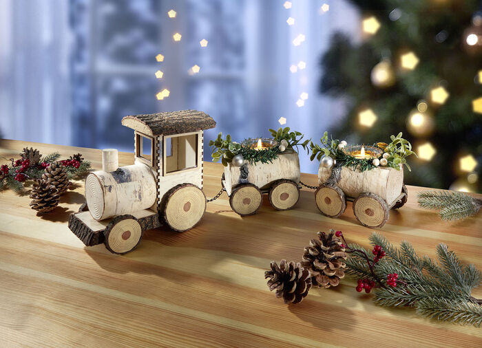 Teelichthalter Holz-Zug 