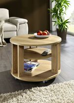 Couchtisch mit 2 Ablagefl&auml;chen und 4 Rollen 