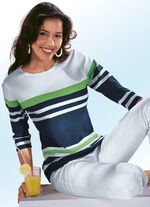 Pullover mit tollem Streifendessin MARINE-GR&Uuml;N-WEISS