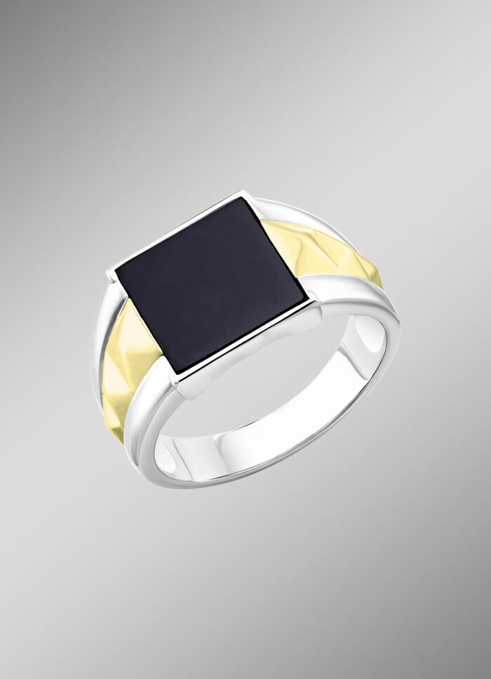 Herrenring in Bicolor mit Achat 