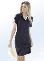 Kleid mit kurzen Ärmeln und Polokragen MARINE-WEISS
