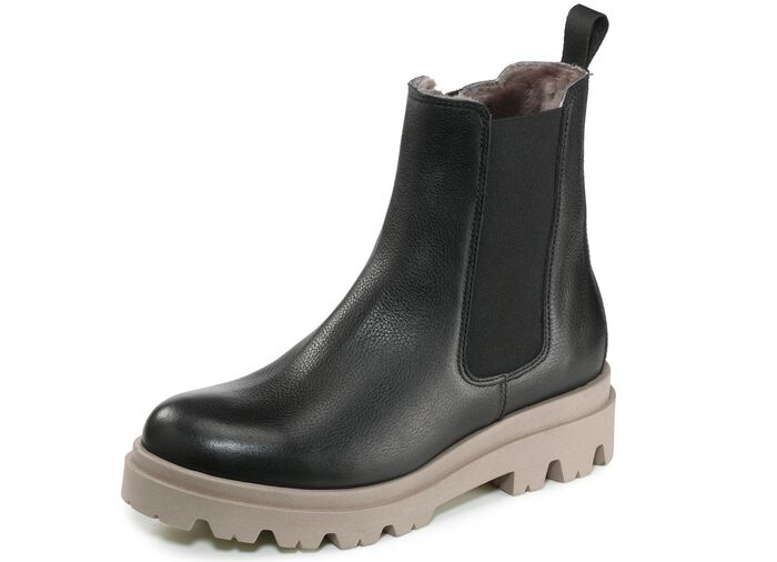 Trendige Stiefelette mit kuscheligem Lammfellfutter SCHWARZ