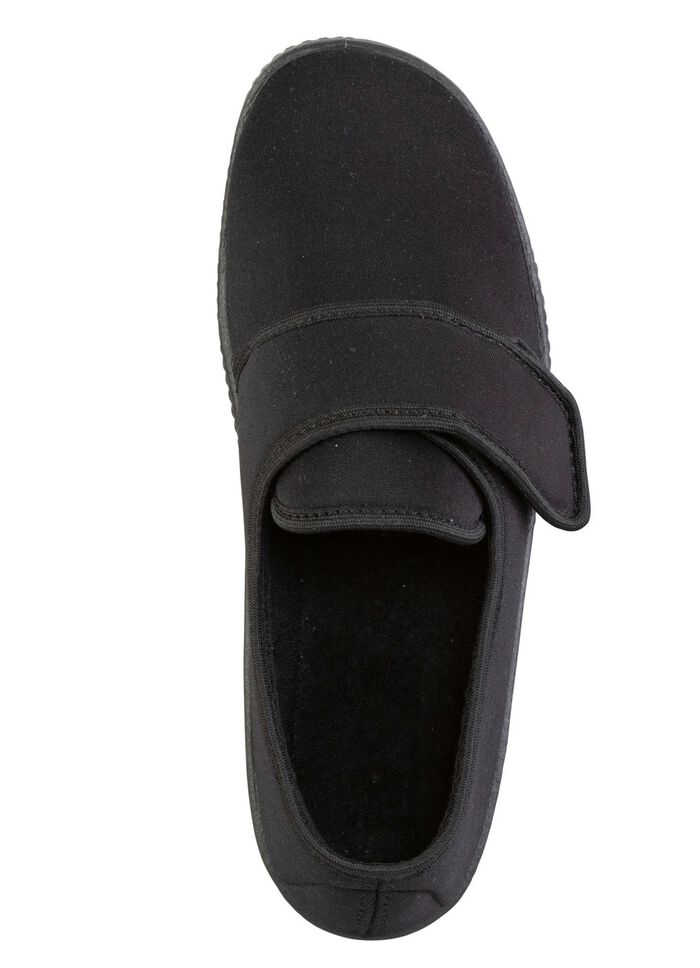 Hausschuh aus weichem, elastischem Textilmaterial SCHWARZ