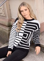 Pullover mit grafischem Jacquard in Kontrast 