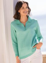 Pullover mit dezentem Glanz MINT-ECRU