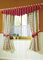 Seitenschal-Garnitur in Leinen-Optik NATUR-ROT