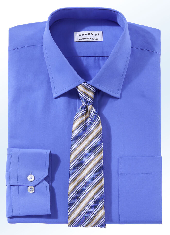 Hemd mit Brusttasche in 5 Farben und 2 Ärmellängen MITTELBLAU