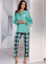 Schlafanzug mit Karodessin und langen &Auml;rmeln 