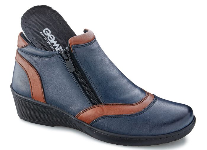 Gemini, bequeme Damen-Boots, Weite H, mit herausnehmbarem Fu&szlig;bett MARINE-BRAUN