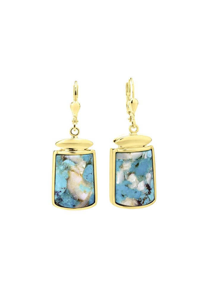 Ohrringe mit beh. Türkis und beh. Perlmutt 