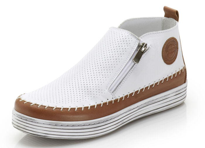 Gemini Bootie mit Zierperforation WEISS-BRAUN