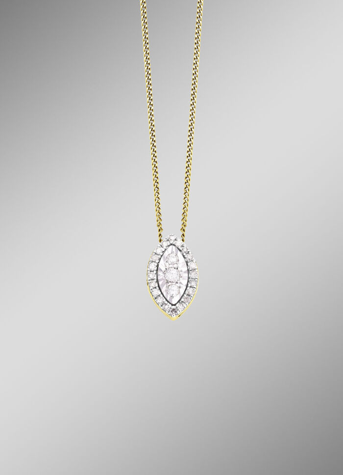 Anh&auml;nger mit 3 Brillanten, 20 Diamanten und Ankerkette 