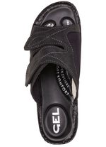 Klassische Damen-Pantoletten, Weite H, mit elastischem Material SCHWARZ