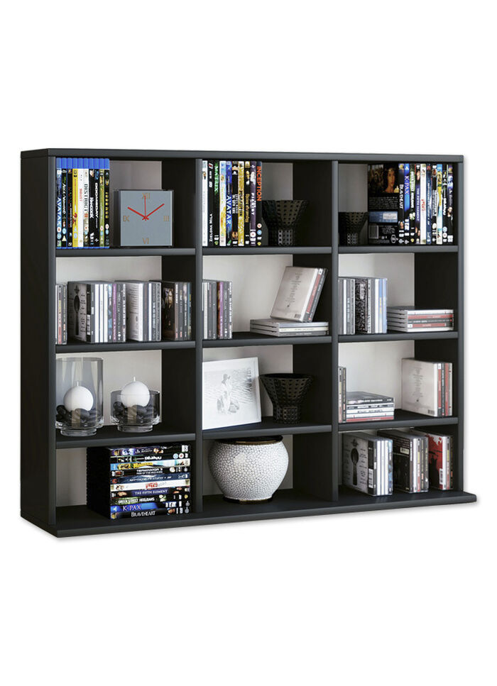 Regal aus Holzstruktur-Nachbildung SCHWARZ