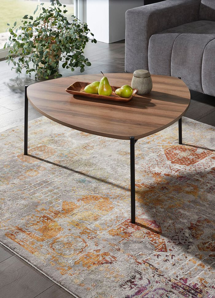 Couchtisch im Loft-Design mit Metallgestell NUSSBAUM