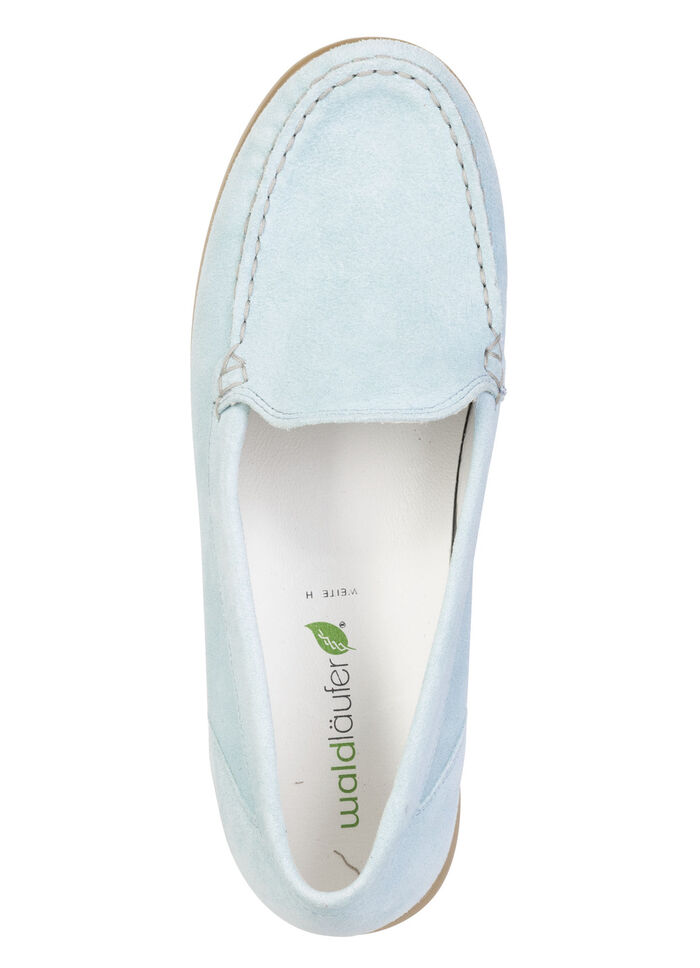 Waldl&auml;ufer, bequeme Damen-Slipper, Weite H, mit herausnehmbarem Fu&szlig;bett BLEU