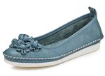 Andrea Conti Mokassin-Slipper mit frechen Lederbl&uuml;ten JEANSBLEU