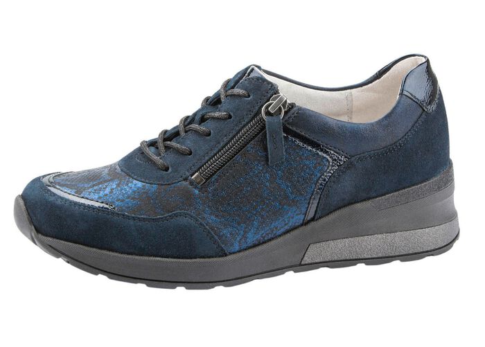 Waldl&auml;ufer, bequeme Damen-Schn&uuml;rschuhe, Weite H, mit herausnehmbarem Fu&szlig;bett DUNKELBLAU