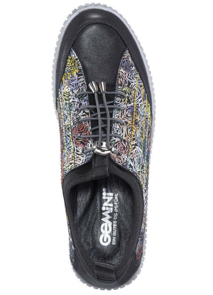 Gemini Sneaker aus teilweise floral bedrucktem Rindleder SCHWARZ-BUNT