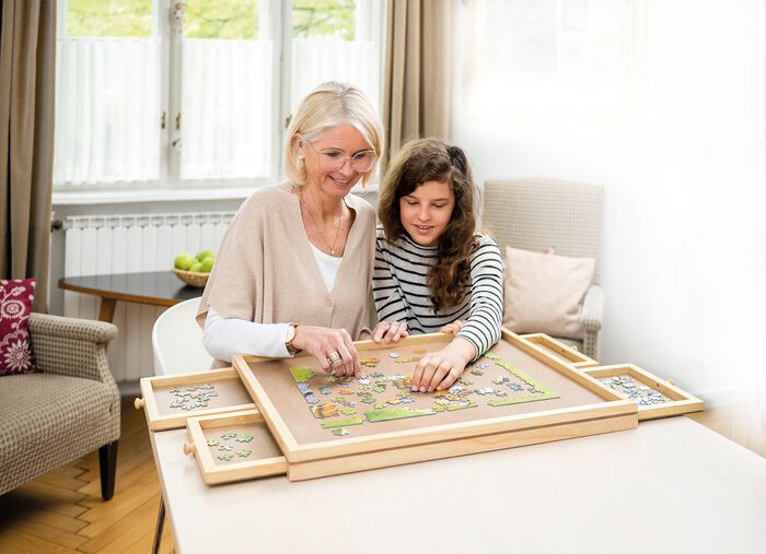 Puzzle-Tisch mit 4 praktischen Schubladen BRAUN