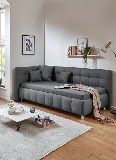 Studioliege mit Kissen und Bettkasten 