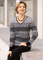 Pullover in Jacquard-Dessin SCHWARZ-WEISS