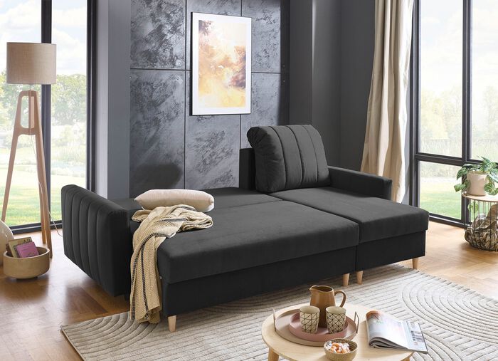 Polsterecke mit Bettfunktion und Bettkastenn 