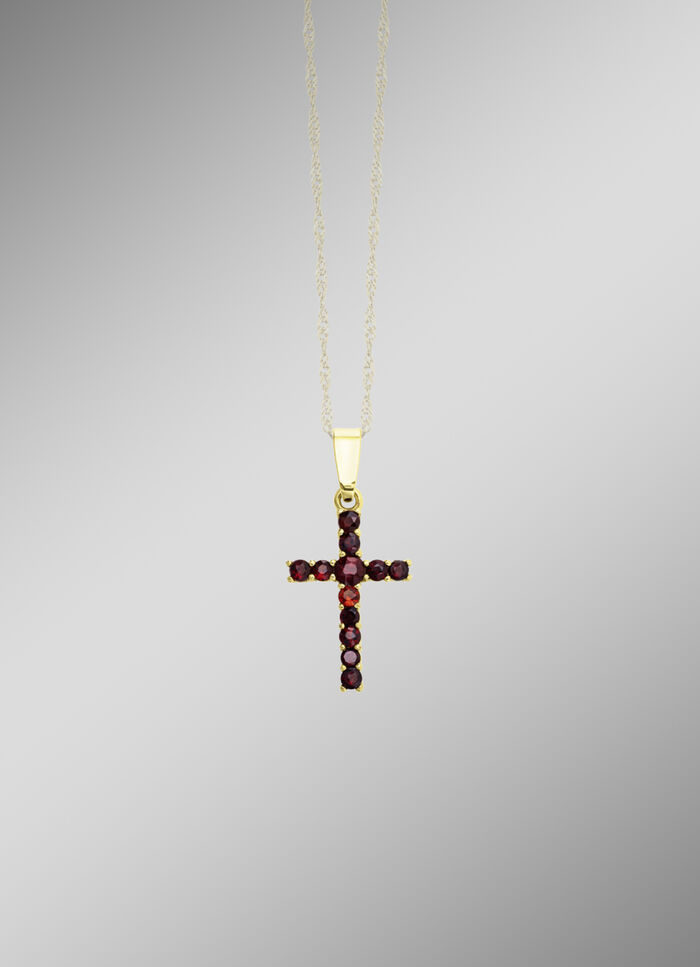 Kreuz-Anh&auml;nger mit Granat 