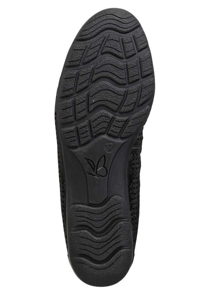Caprice, sommerliche Damen-Ballerinas, Weite G, mit Gummizug SCHWARZ